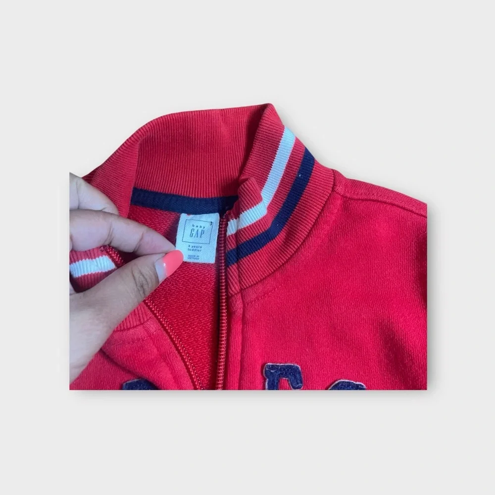 Gap Y2K Retro Red Text Full Zip Sweatshirt